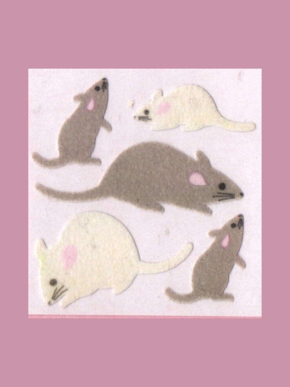 5/$20 Sandylion Fuzzy Mice Rats Vintage Stickers New Backing